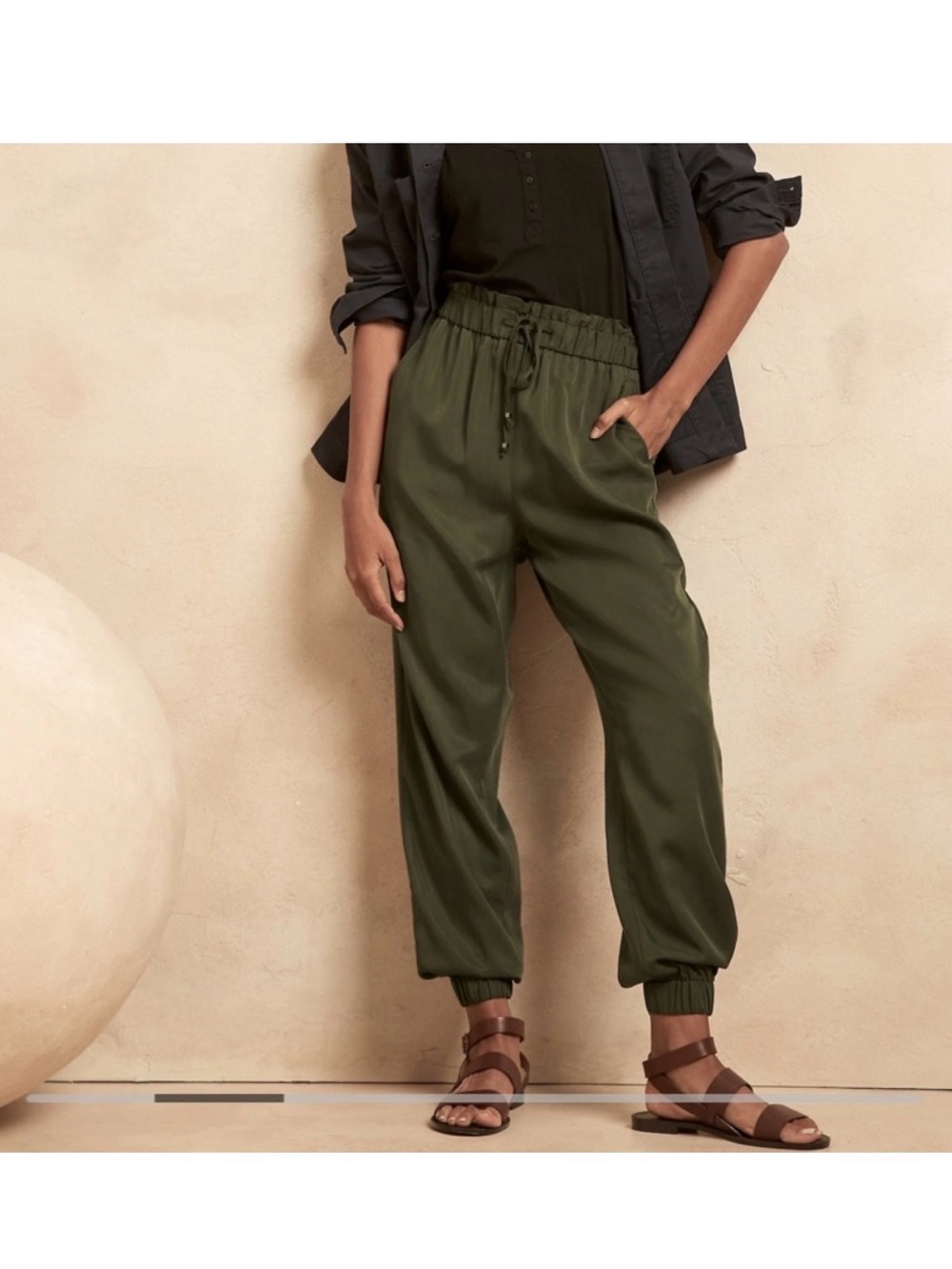 BR Olive Green Drawstring Pants
